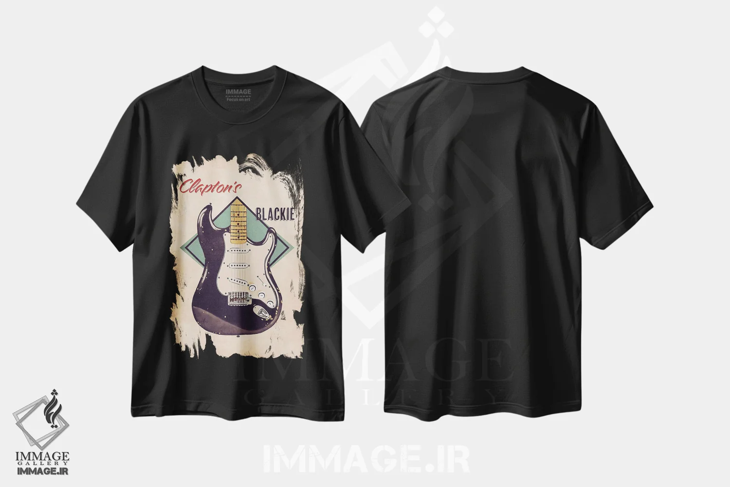 تیشرت مشکی طرح دار گیتار رتو بلکی اریک کلپتون، تزئینی اثر پاپ کالت پوسترز | immage.ir