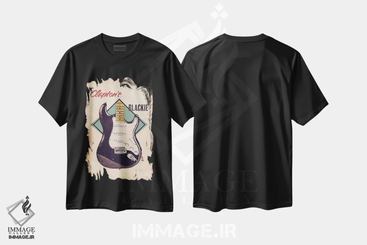 تیشرت مشکی طرح دار گیتار رتو بلکی اریک کلپتون، تزئینی اثر پاپ کالت پوسترز | immage.ir