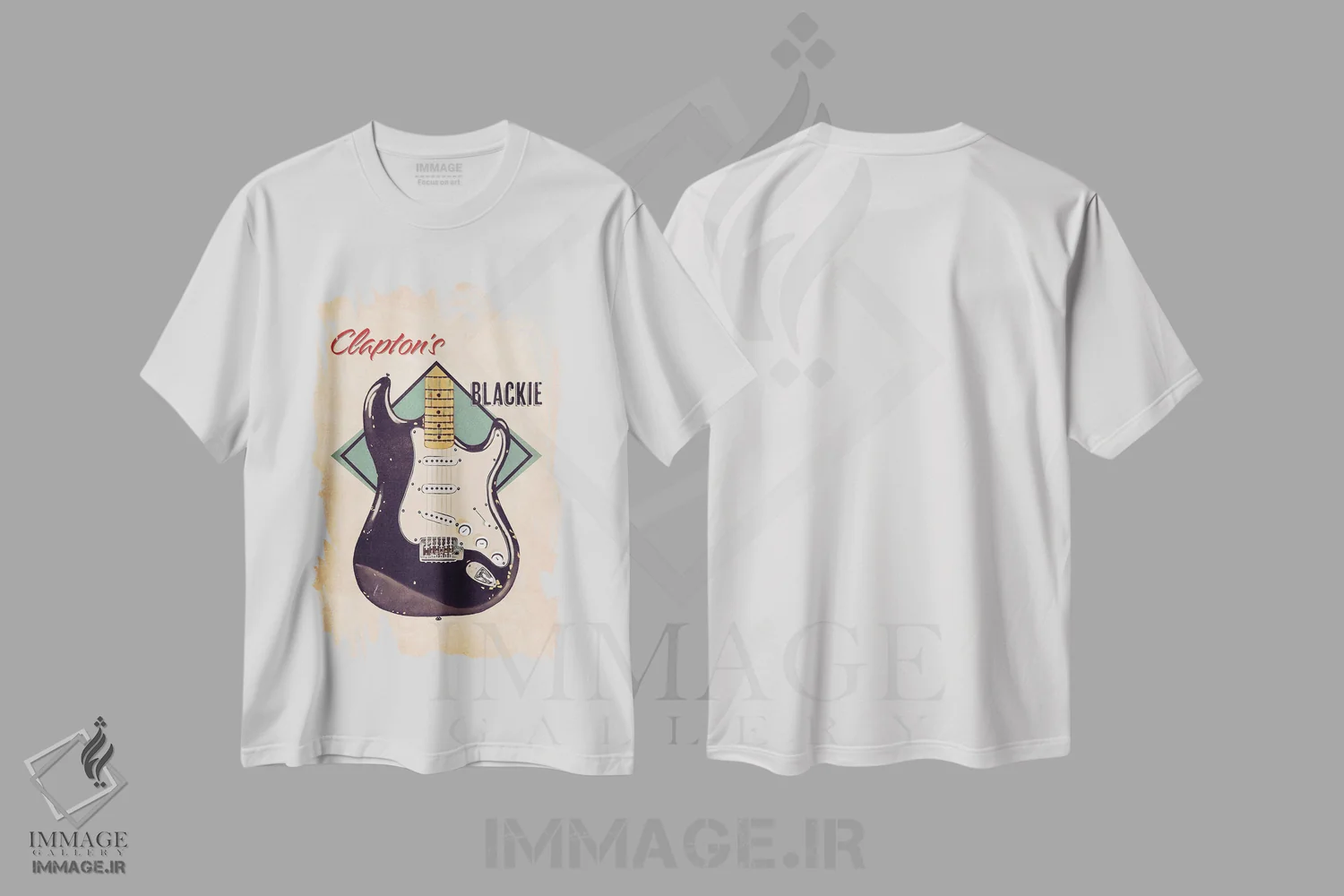 تیشرت سفید طرح دار گیتار رتو بلکی اریک کلپتون، تزئینی اثر پاپ کالت پوسترز | فروشگاه ایماژ