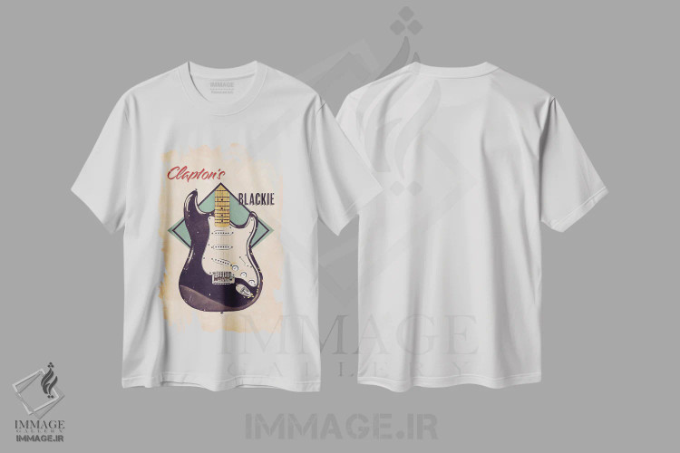 تیشرت سفید طرح دار گیتار رتو بلکی اریک کلپتون، تزئینی اثر پاپ کالت پوسترز | فروشگاه ایماژ