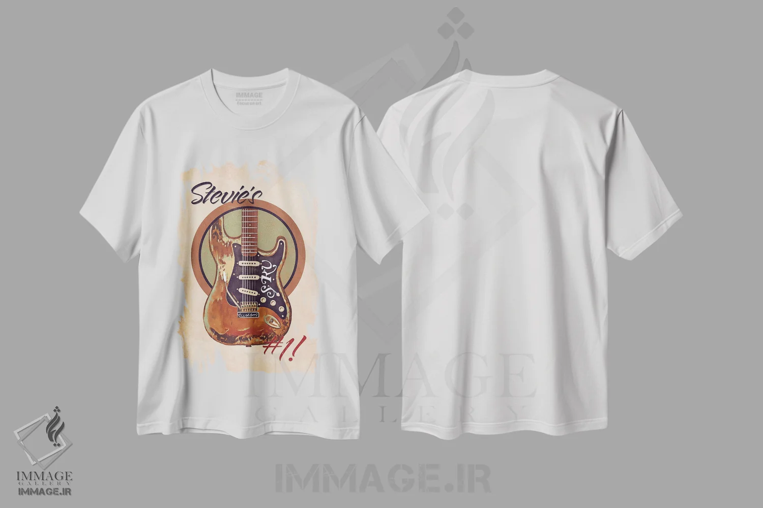 تیشرت سفید طرح دار گیتار رتو استیوی ری واگن، تزئینی اثر پاپ کالت پوسترز | immage.ir