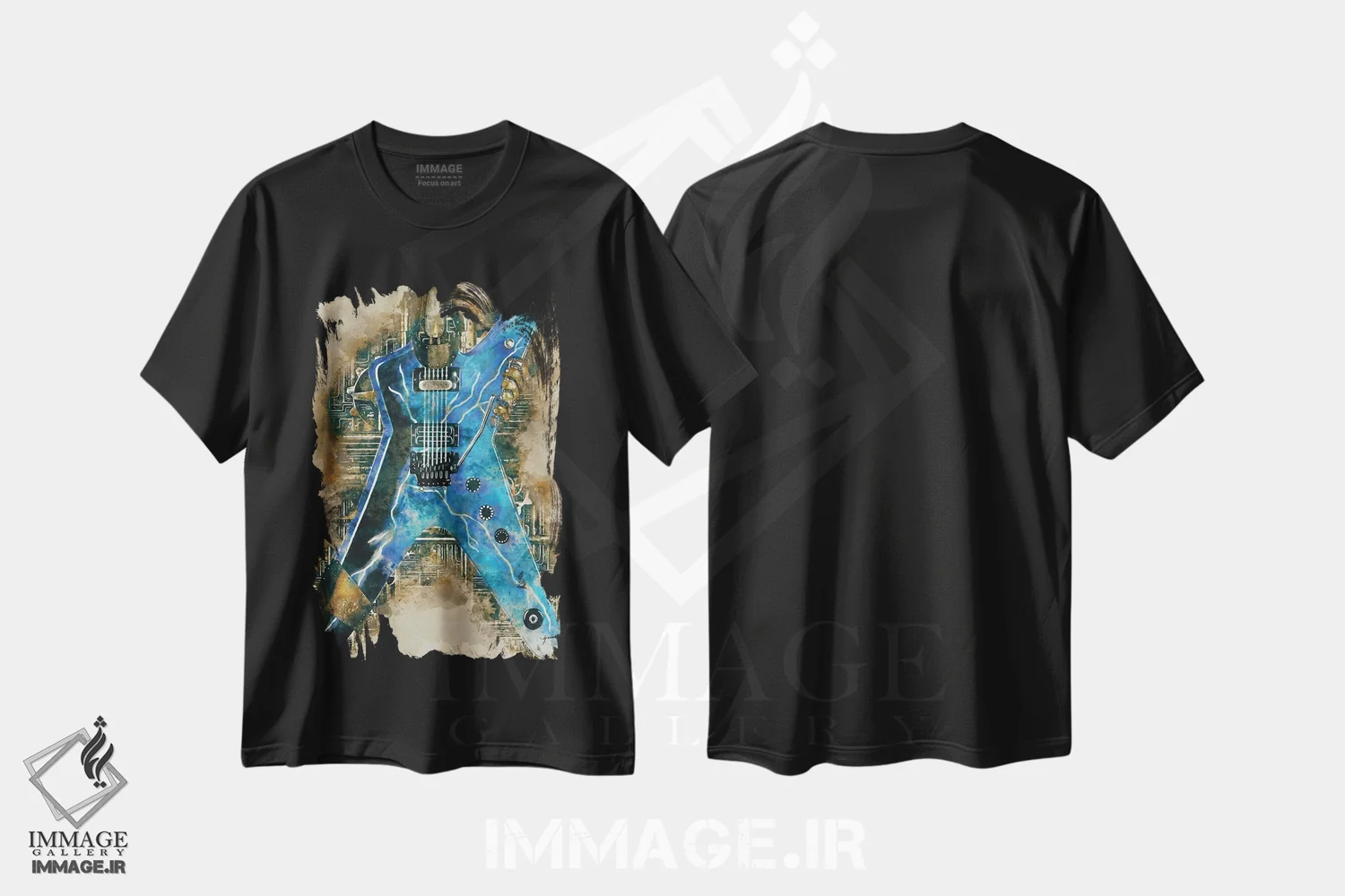 تیشرت مشکی طرح دار گیتار استیم پانک دایمبگ دارل، تزئینی اثر پاپ کالت پوسترز | فروشگاه ایماژ