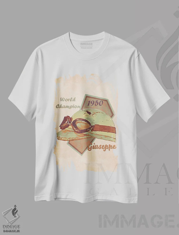 تیشرت سفید طرح دار کلاه ایمنی رتو جوزپه فاریانا، تزئینی اثر پاپ کالت پوسترز | فروشگاه ایماژ