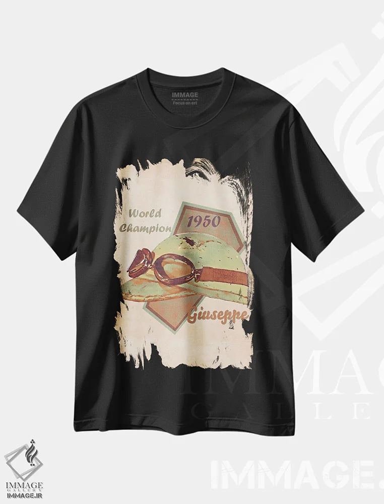 تیشرت مشکی طرح دار کلاه ایمنی رتو جوزپه فاریانا، تزئینی اثر پاپ کالت پوسترز | immage.ir