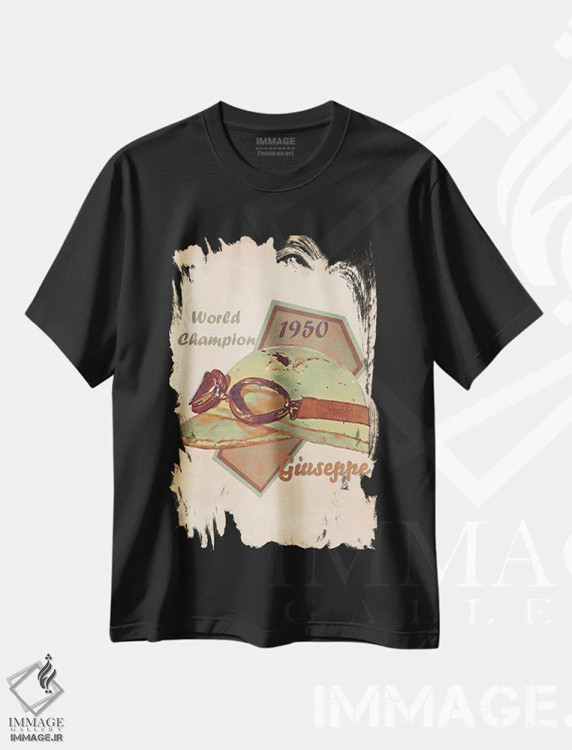 تیشرت مشکی طرح دار کلاه ایمنی رتو جوزپه فاریانا، تزئینی اثر پاپ کالت پوسترز | immage.ir