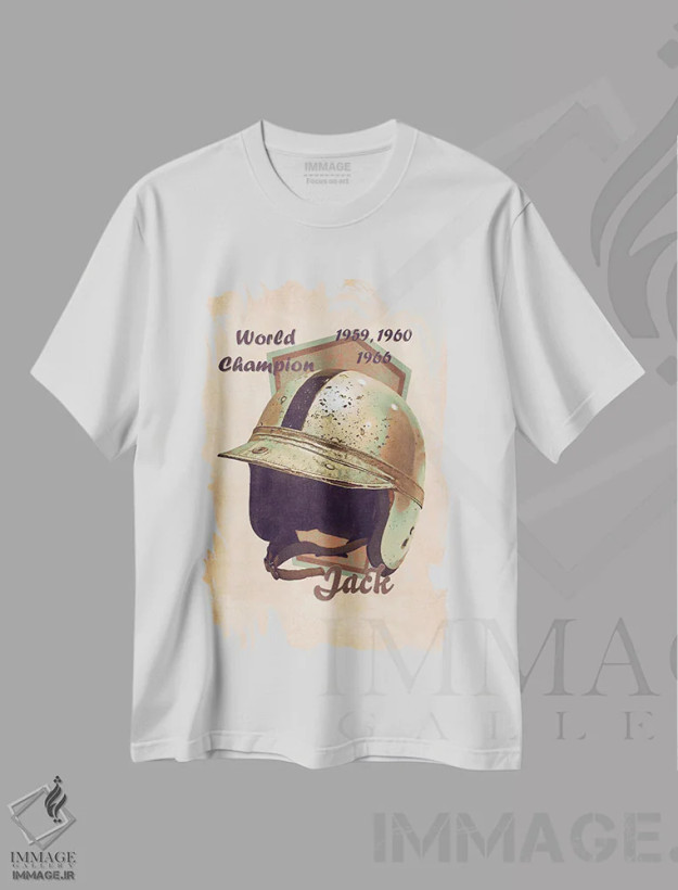 تیشرت سفید طرح دار کلاه ایمنی رتو جک برابهم، تزئینی اثر پاپ کالت پوسترز | فروشگاه ایماژ