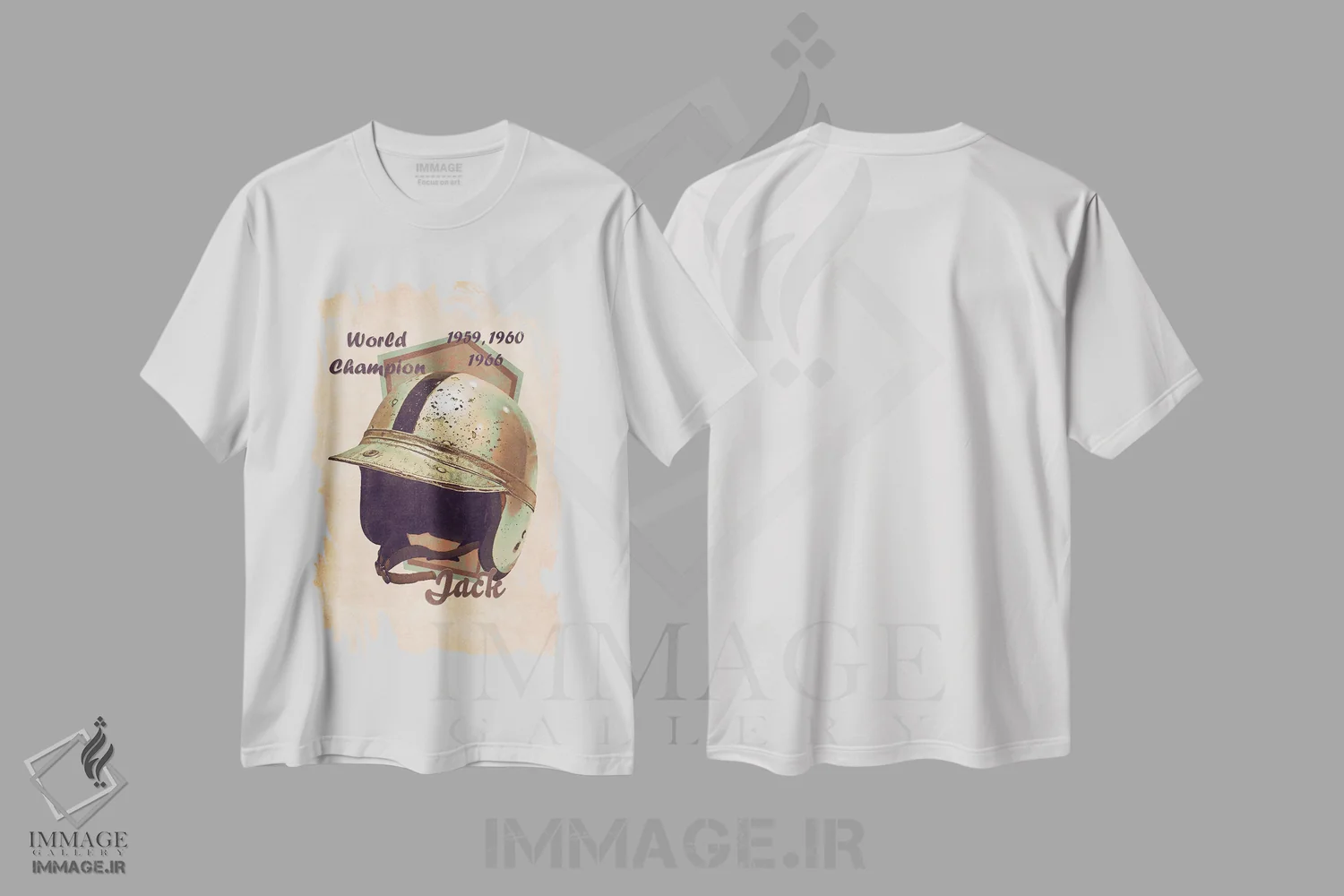 تیشرت سفید طرح دار کلاه ایمنی رتو جک برابهم، تزئینی اثر پاپ کالت پوسترز | فروشگاه ایماژ