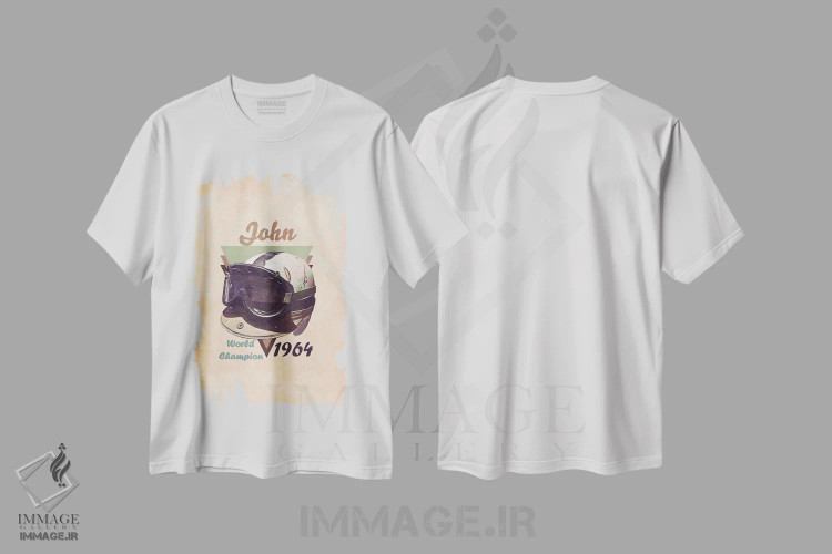تیشرت سفید طرح دار کلاه ایمنی رتو جان سرتیس، تزئینی اثر پاپ کالت پوسترز | فروشگاه ایماژ