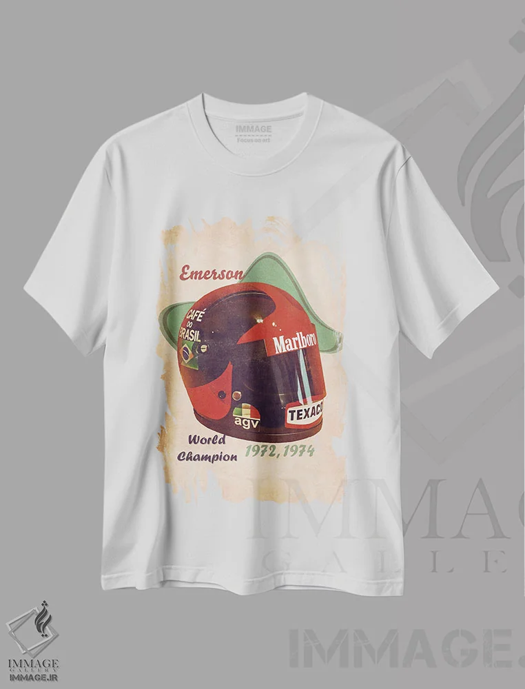 تیشرت سفید طرح دار کلاه ایمنی رتو امرسون فیتپالدی، تزئینی اثر پاپ کالت پوسترز | فروشگاه ایماژ