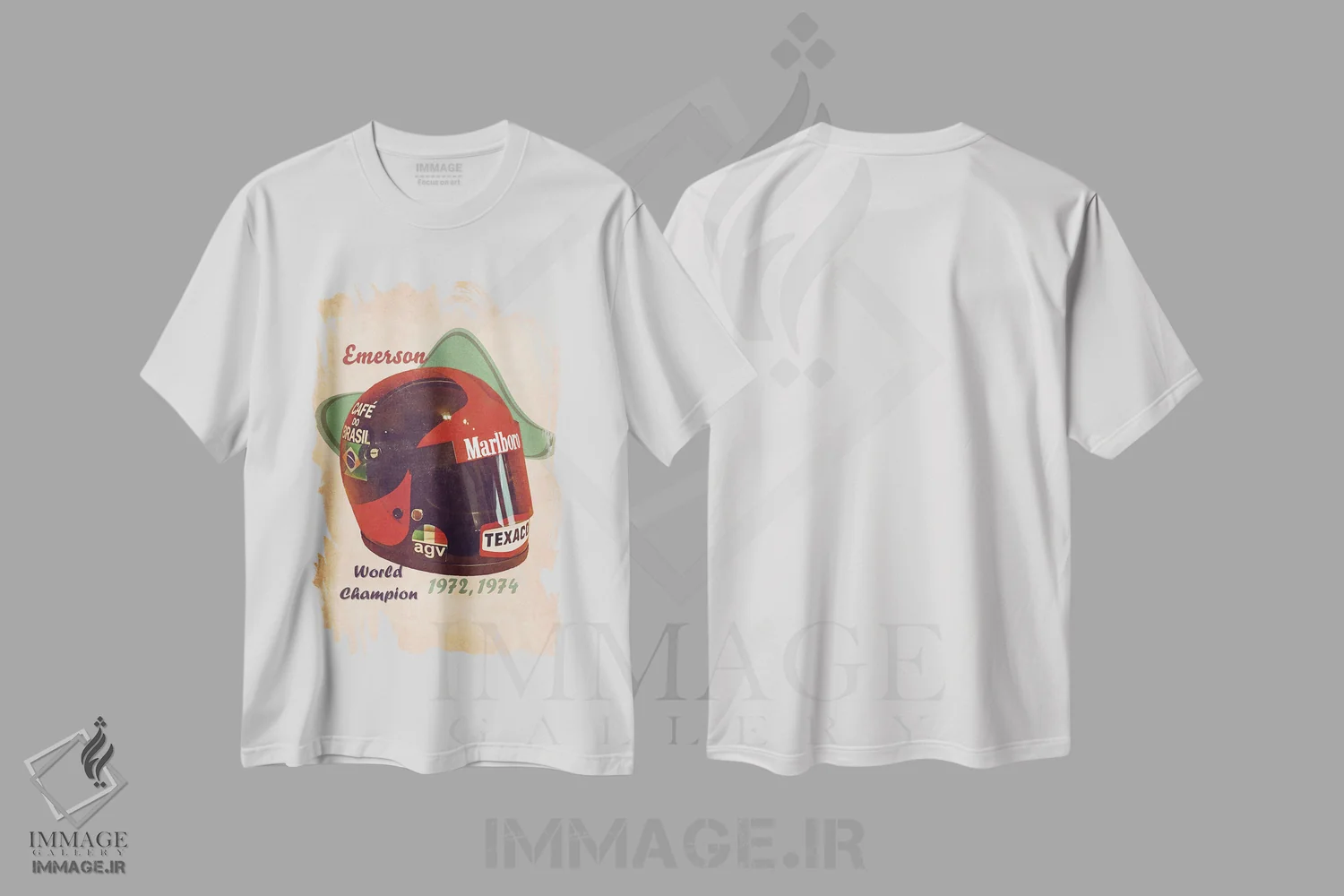 تیشرت سفید طرح دار کلاه ایمنی رتو امرسون فیتپالدی، تزئینی اثر پاپ کالت پوسترز | فروشگاه ایماژ