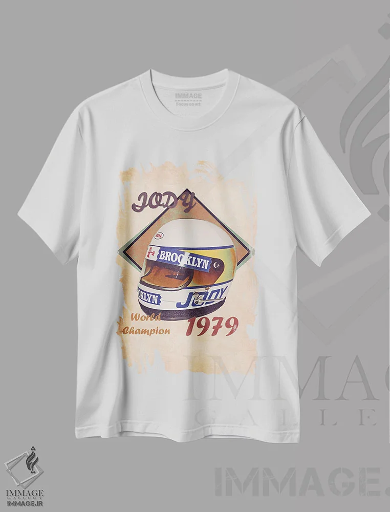 تیشرت سفید طرح دار کلاه ایمنی رتو جودی شکت، تزئینی اثر پاپ کالت پوسترز | فروشگاه ایماژ