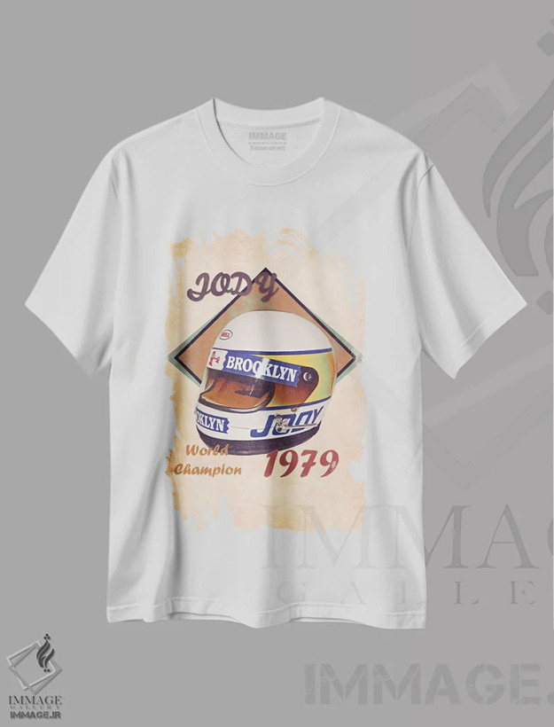 تیشرت سفید طرح دار کلاه ایمنی رتو جودی شکت، تزئینی اثر پاپ کالت پوسترز | فروشگاه ایماژ