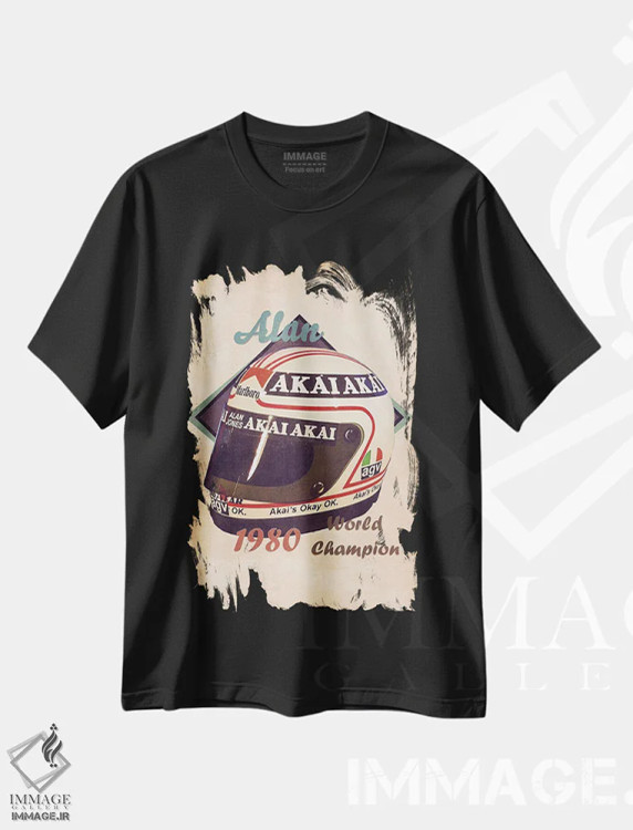 تیشرت مشکی طرح دار کلاه ایمنی رتو آلن جونز، تزئینی اثر پاپ کالت پوسترز | فروشگاه ایماژ