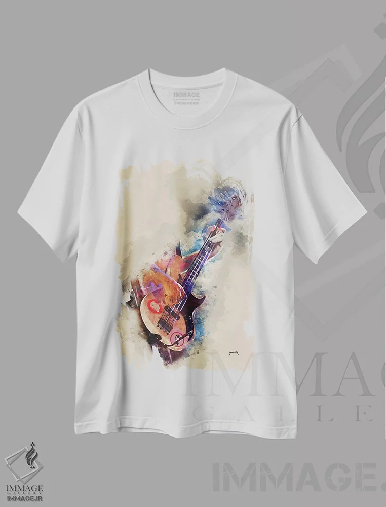 تیشرت سفید طرح دار باس فلی، تزئینی اثر پاپ کالت پوسترز | فروشگاه ایماژ