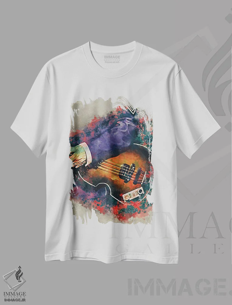 تیشرت سفید طرح دار گیتار بیس پل مک کارتنی، هنر دیجیتال اثر پاپ کالت پوسترز | immage.ir