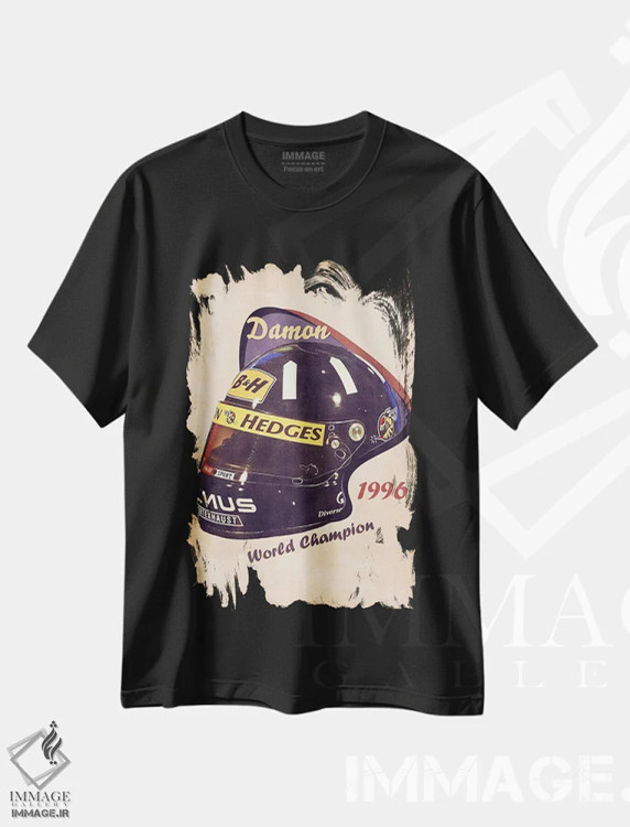 تیشرت مشکی طرح دار کلاه ایمنی رتو دیمون هیل، تزئینی اثر پاپ کالت پوسترز | فروشگاه ایماژ