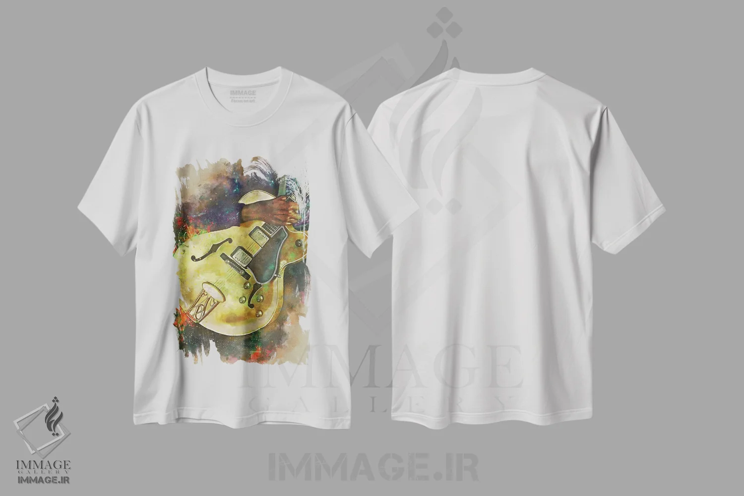 تیشرت سفید طرح دار گیتار برقی چاک بری، تزئینی اثر پاپ کالت پوسترز | immage.ir