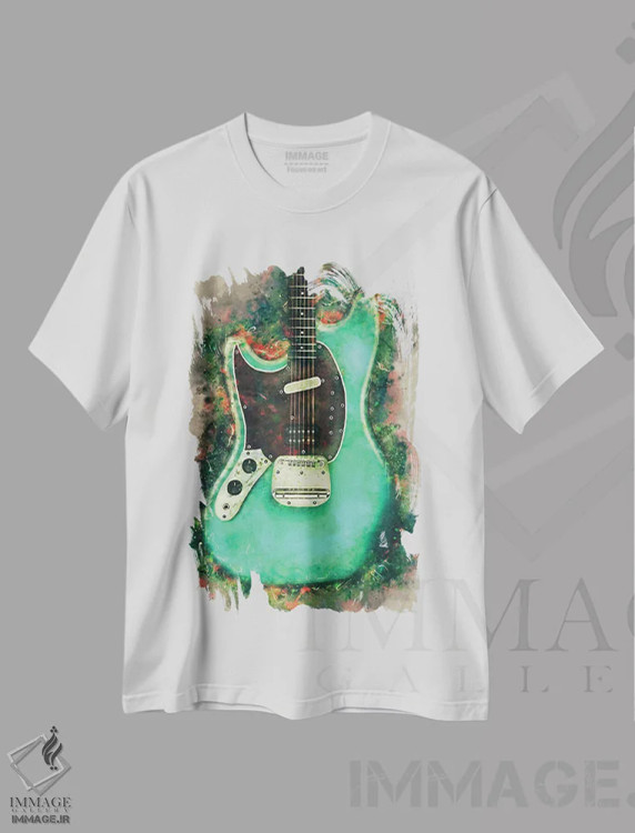 تیشرت سفید طرح دار گیتار برقی کورت کوبین، هنر دیجیتال اثر پاپ کالت پوسترز | فروشگاه ایماژ