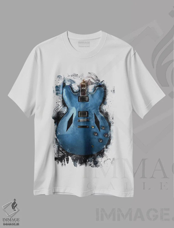 تیشرت سفید طرح دار گیتار برقی دیو گروهل، تزئینی اثر پاپ کالت پوسترز | immage.ir