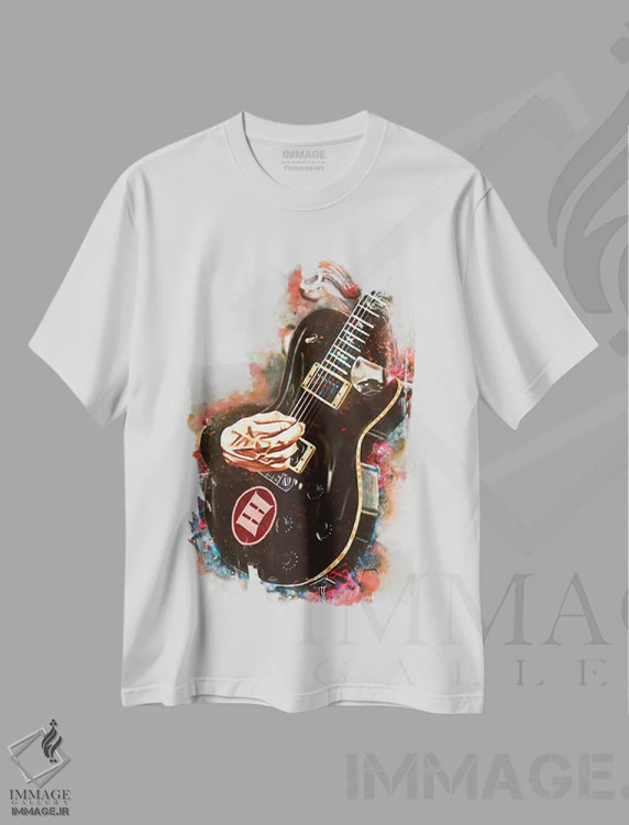 تیشرت سفید طرح دار گیتار برقی مارک ترمونتی، تزئینی اثر پاپ کالت پوسترز | فروشگاه ایماژ