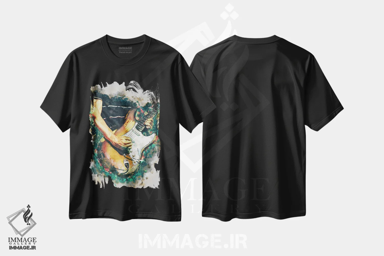 تیشرت مشکی طرح دار گیتار برقی فروشیانته، تزئینی اثر پاپ کالت پوسترز | فروشگاه ایماژ