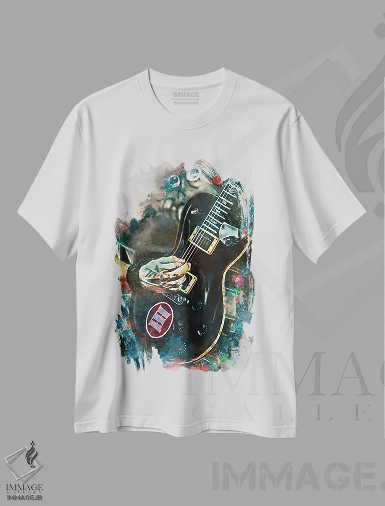تیشرت سفید طرح دار گیتار برقی مارک ترمونتی II، هنر دیجیتال اثر پاپ کالت پوسترز | immage.ir