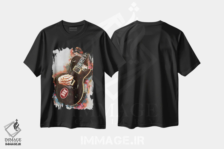 تیشرت مشکی طرح دار گیتار برقی مارک ترمونتی، تزئینی اثر پاپ کالت پوسترز | immage.ir