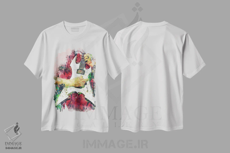 تیشرت سفید طرح دار گیتار برقی میک تامسون، تزئینی اثر پاپ کالت پوسترز | immage.ir