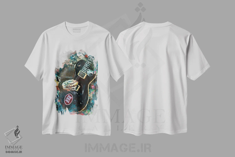 تیشرت سفید طرح دار گیتار برقی مارک ترمونتی II، هنر دیجیتال اثر پاپ کالت پوسترز | immage.ir
