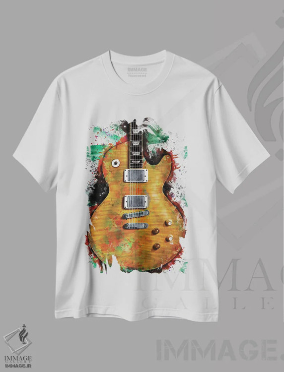تیشرت سفید طرح دار گیتار برقی گری مور، هنر دیجیتال اثر پاپ کالت پوسترز | فروشگاه ایماژ