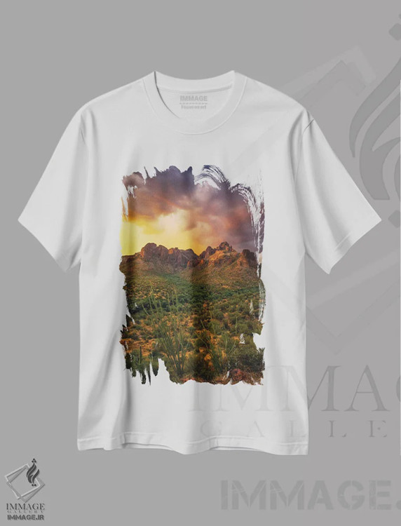 تیشرت سفید طرح دار محاصره شده، مدیوم اثر پیتر کسکن | immage.ir