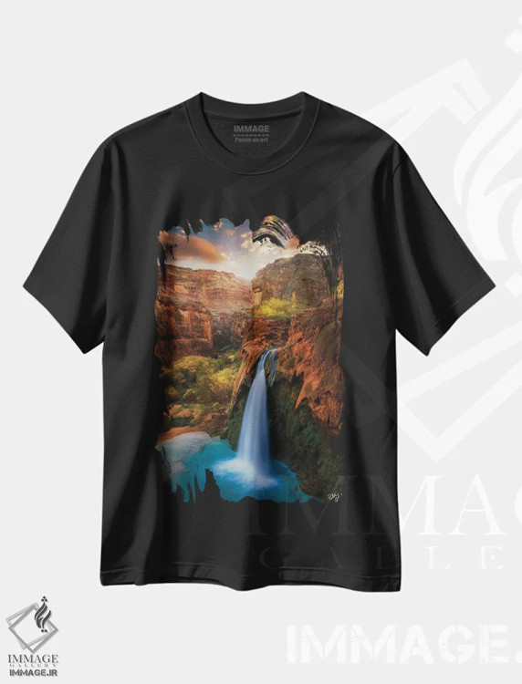 تیشرت مشکی طرح دار طلوع خورشید در بهشت، عکاسی فوق واقع گرا اثر پیتر کسکن | immage.ir