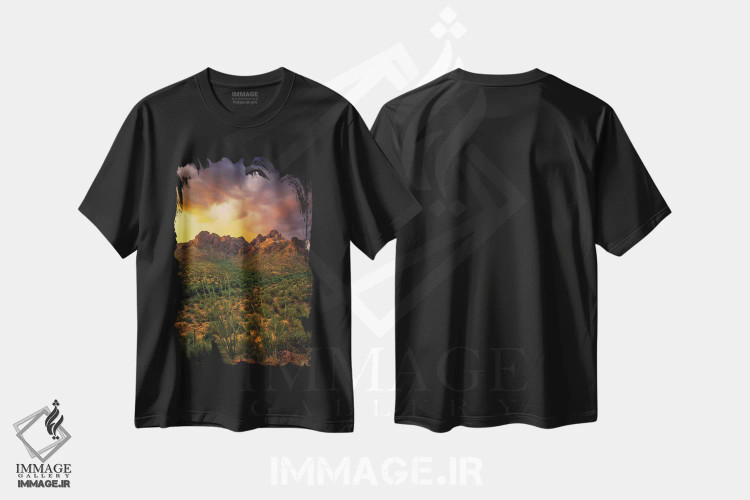 تیشرت مشکی طرح دار محاصره شده، مدیوم اثر پیتر کسکن | فروشگاه ایماژ