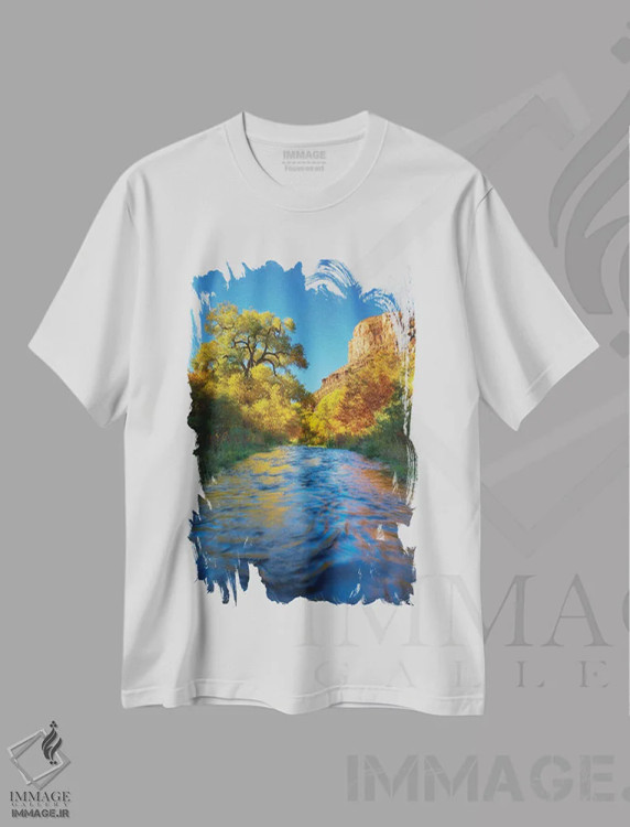 تیشرت سفید طرح دار پاییز تنبل، مدیوم اثر پیتر کسکن | immage.ir