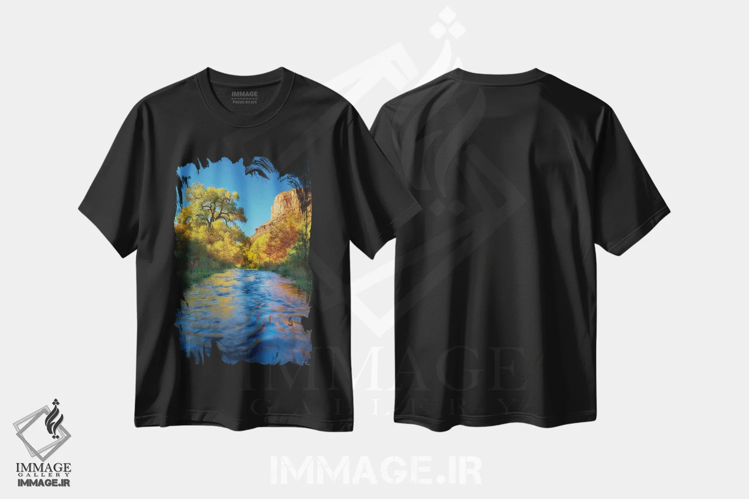 تیشرت مشکی طرح دار پاییز تنبل، مدیوم اثر پیتر کسکن | فروشگاه ایماژ