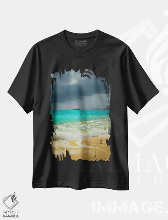 تیشرت مشکی طرح دار طوفان دمنده، مدیوم اثر پیتر کسکن | فروشگاه ایماژ
