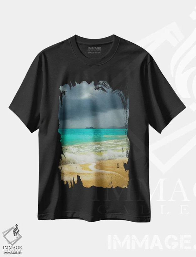 تیشرت مشکی طرح دار طوفان دمنده، مدیوم اثر پیتر کسکن | فروشگاه ایماژ