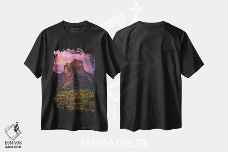 تیشرت مشکی طرح دار غروب لانه های عقاب ها، مدیوم اثر پیتر کسکن | immage.ir