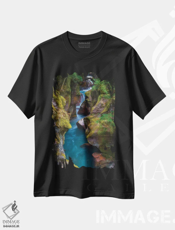تیشرت مشکی طرح دار لیمویی و سبز مایل به آبی، عکاسی فوق واقع گرا اثر پیتر کسکن | فروشگاه ایماژ