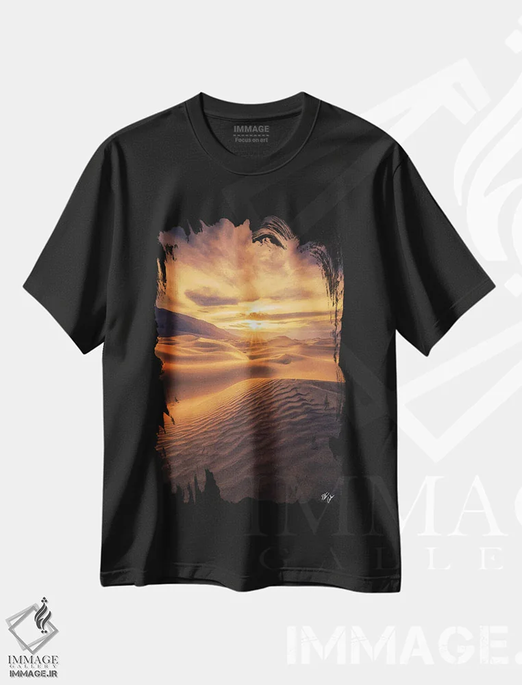 تیشرت مشکی طرح دار چشم طلایی، مدیوم اثر پیتر کسکن | immage.ir