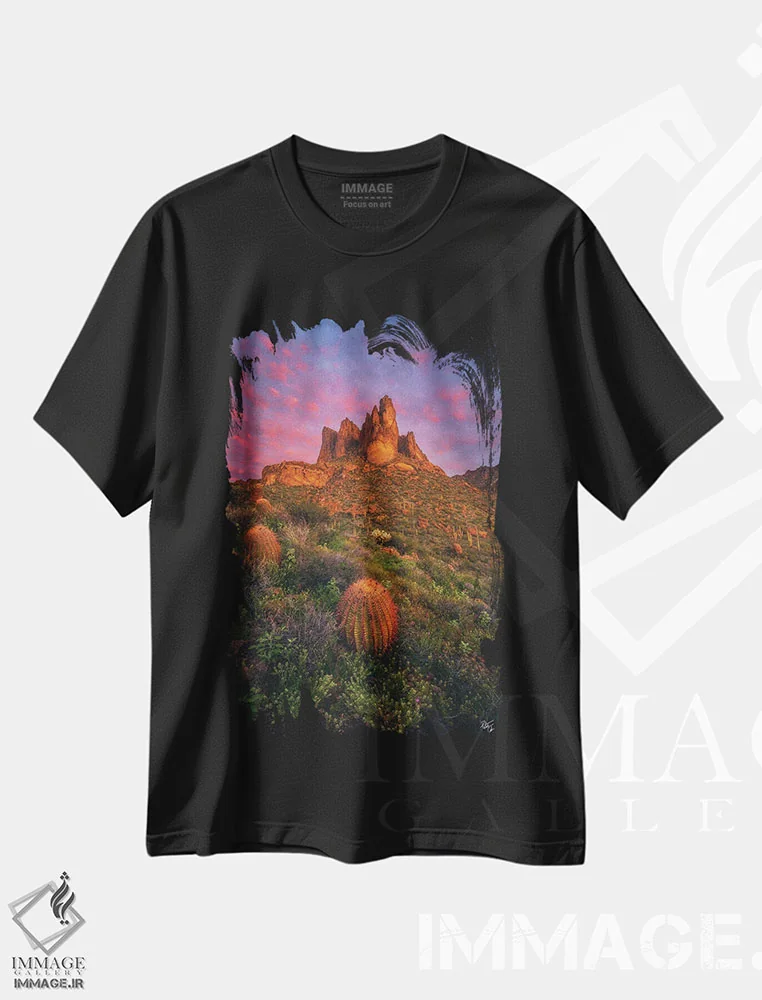 تیشرت مشکی طرح دار سرخوشی سرسبز، مدیوم اثر پیتر کسکن | immage.ir