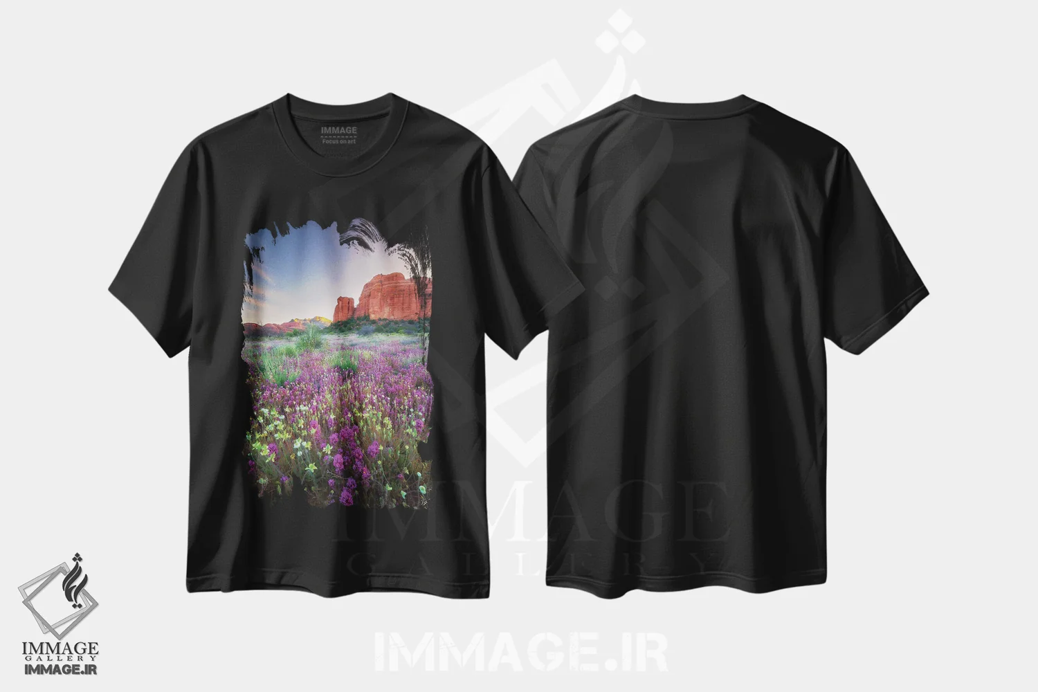 تیشرت مشکی طرح دار چشمه سنگ قرمز، مدیوم اثر پیتر کسکن | فروشگاه ایماژ
