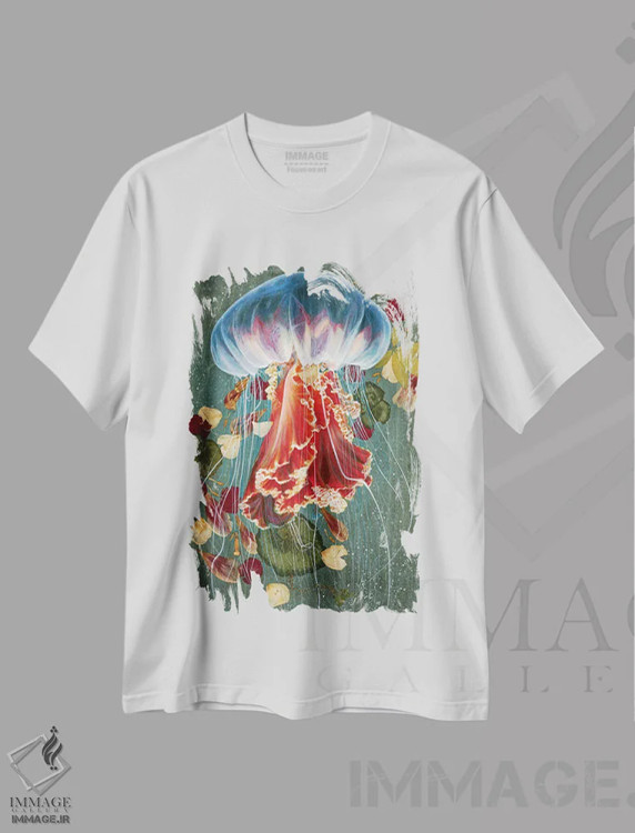 تیشرت سفید طرح دار مدرسه ژله ای II، تزئینی اثر جسیکا پیدکاک | immage.ir