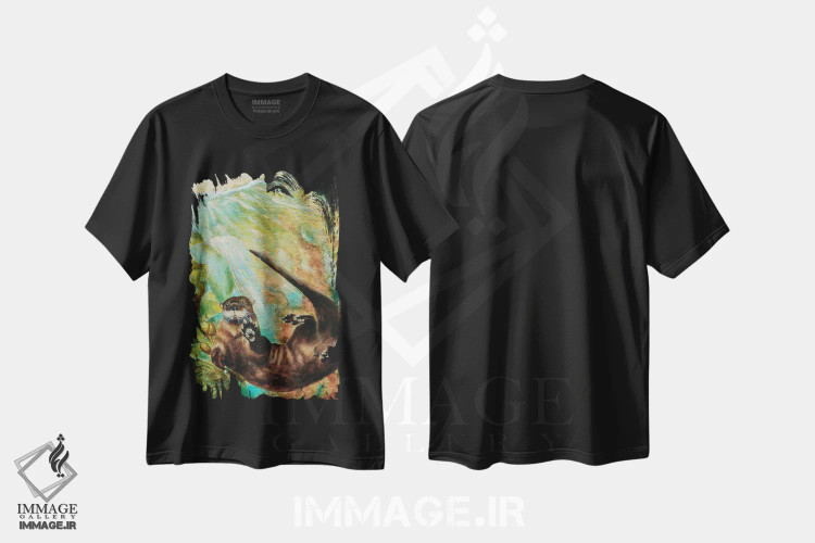 تیشرت مشکی طرح دار خارپشتی، تزئینی اثر جسیکا پیدکاک | فروشگاه ایماژ