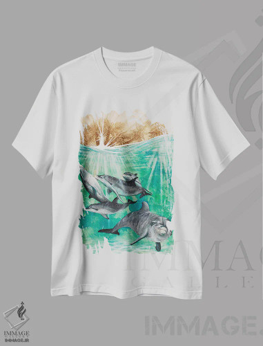تیشرت سفید طرح دار زندگی دریا، تزئینی اثر جسیکا پیدکاک | فروشگاه ایماژ