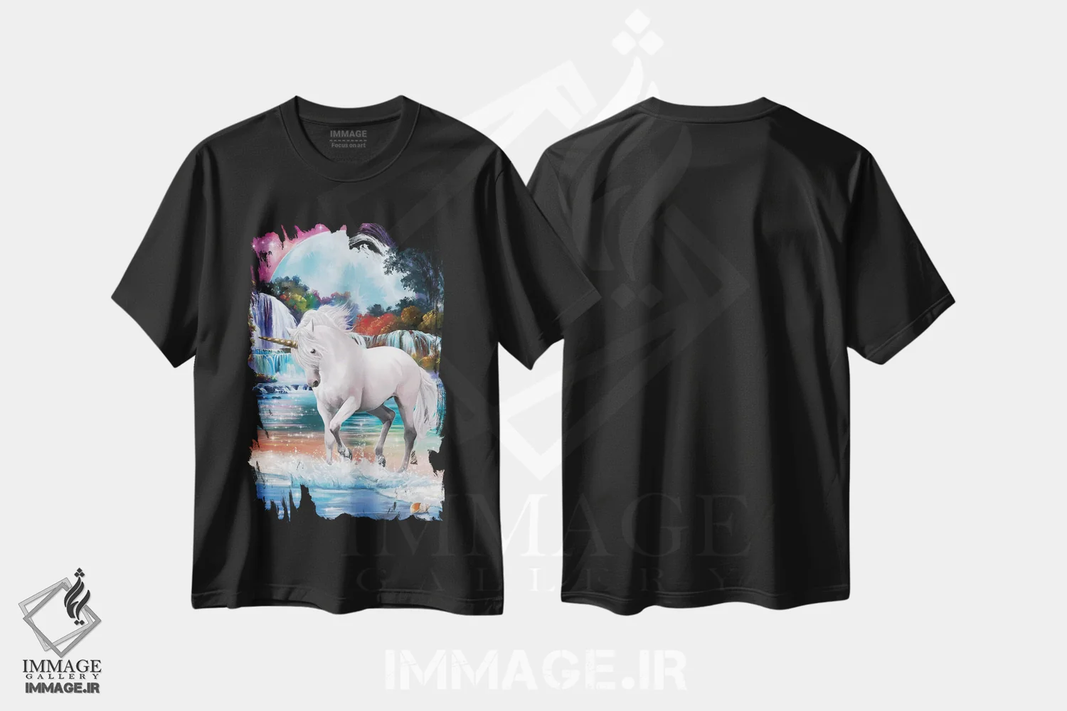 تیشرت مشکی طرح دار یونیکورن اثر پی.دی. مورنو | immage.ir