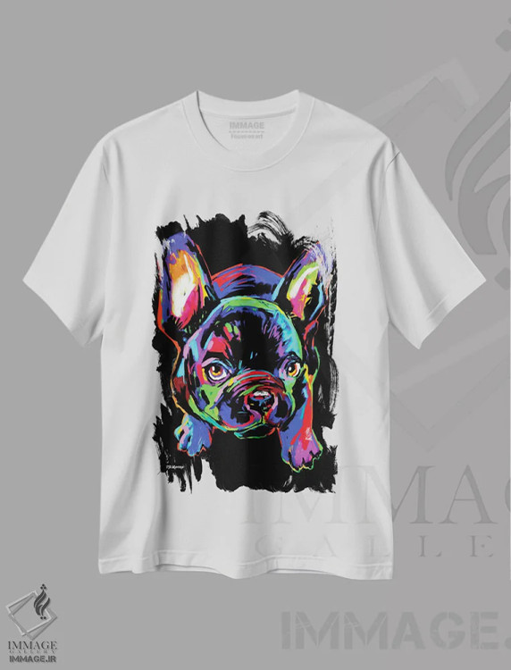 تیشرت سفید طرح دار نئون پاگ، دکور معاصر اثر پی.دی. مورنو | فروشگاه ایماژ