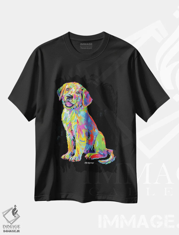 تیشرت مشکی طرح دار لابرادور، دکور معاصر اثر پی.دی. مورنو | فروشگاه ایماژ