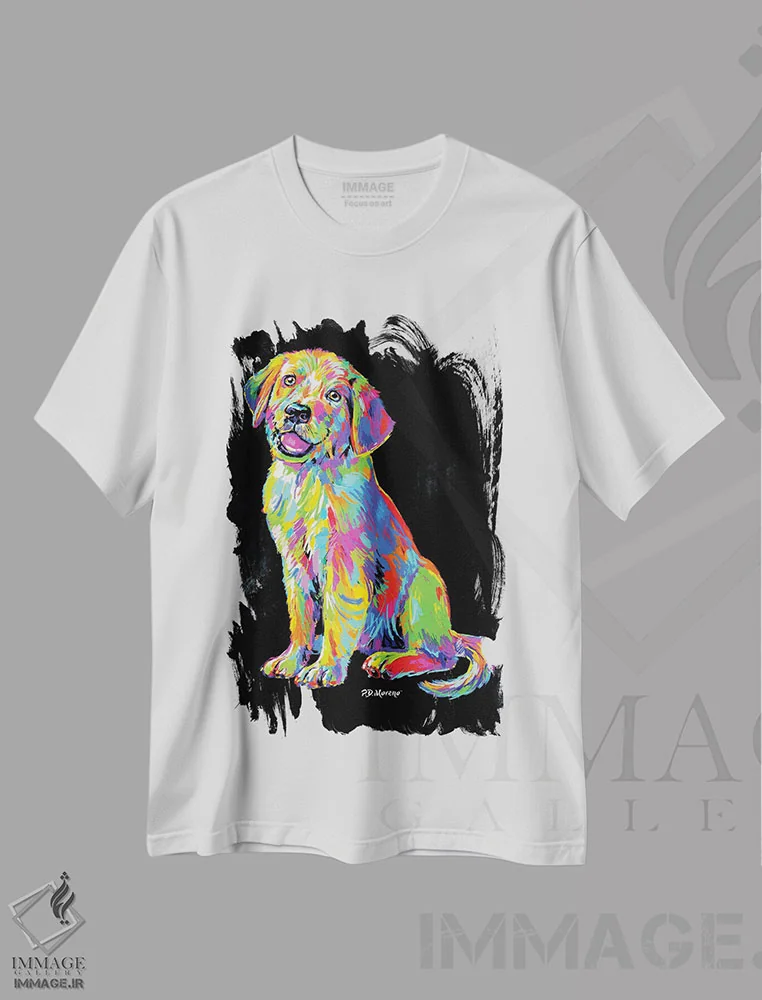 تیشرت سفید طرح دار لابرادور، دکور معاصر اثر پی.دی. مورنو | immage.ir