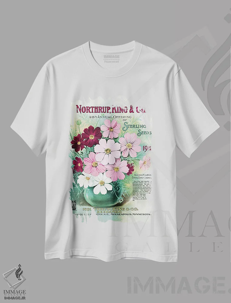 تیشرت سفید طرح دار بذر استرلینگ، 1912، از کتابخانه باغبانی آندرسن، تزئینی اثر پیدیکس | فروشگاه ایماژ